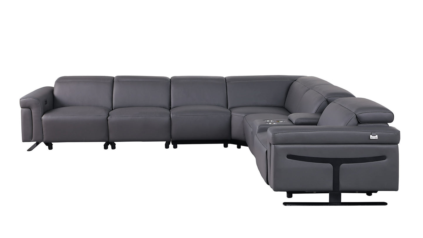 Lucca Dark Grey 7pc 3-POWER Reclining Sectional MI-1110