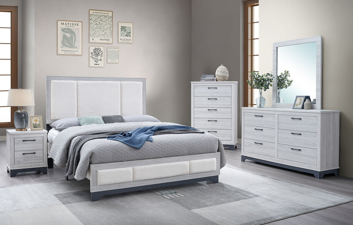 Kevin White Platform Bedroom Set B4940