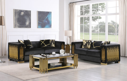 Token Black Velvet Sofa and Loveseat S6061