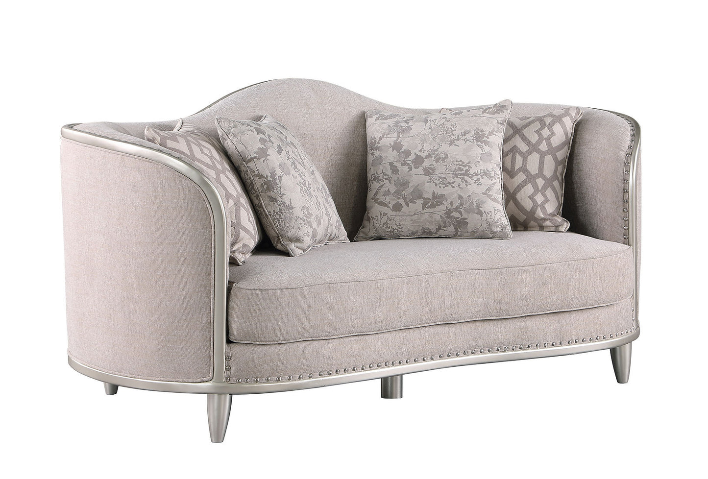 Bellisimo Light Grey Velvet Sofa, Loveseat and Chair S6226