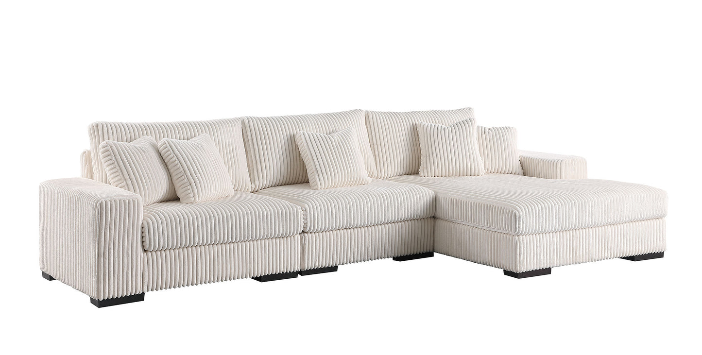 Comfy Ivory Soft Pin Stripe 3pc Sectional  S859