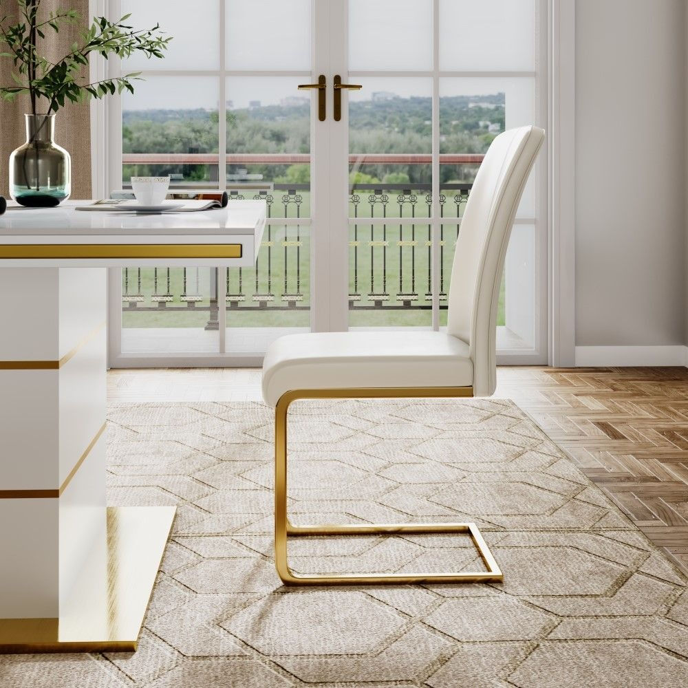 Uno White PU/Gold Chair