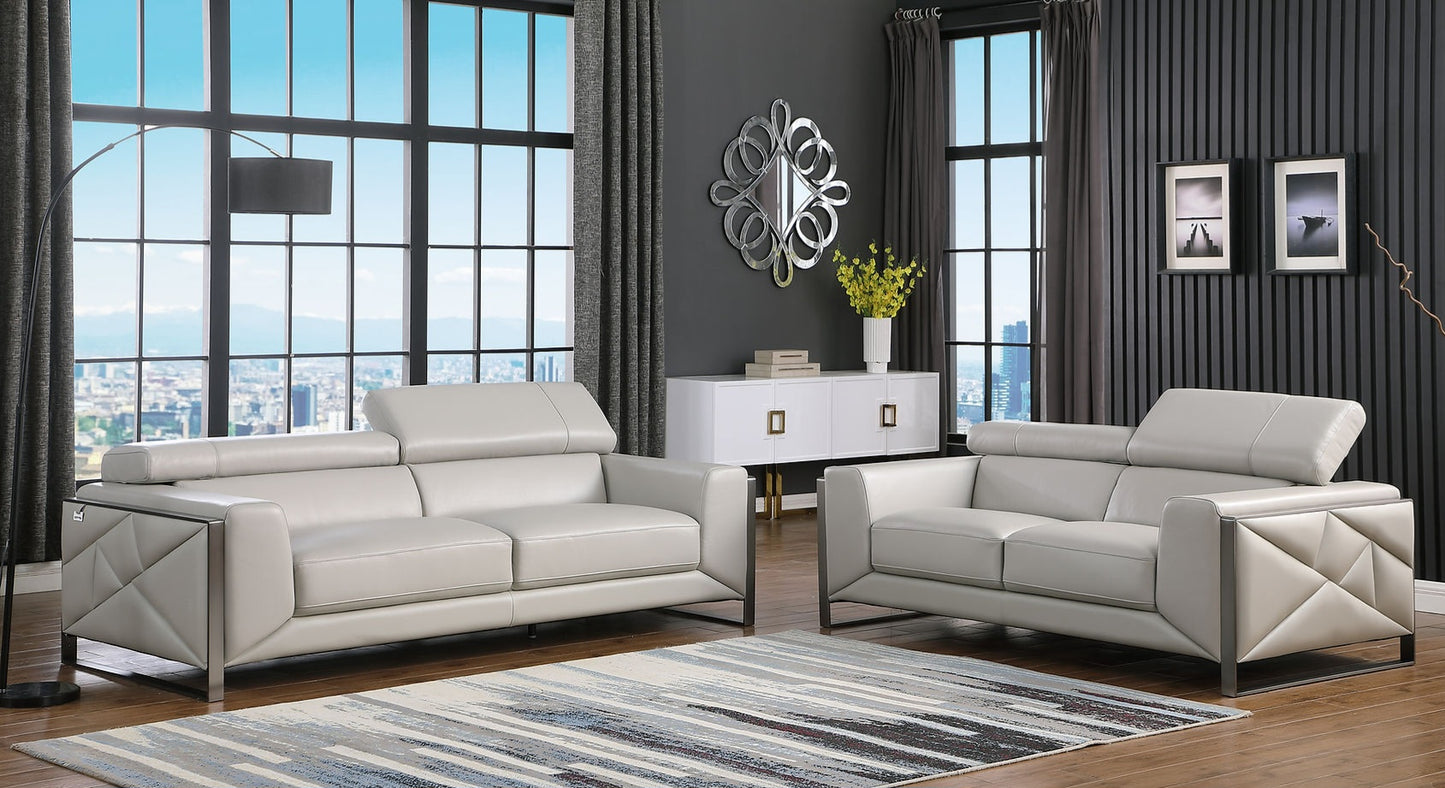 Giorgio Grey Italian Leather Sofa and Loveseat MI-989