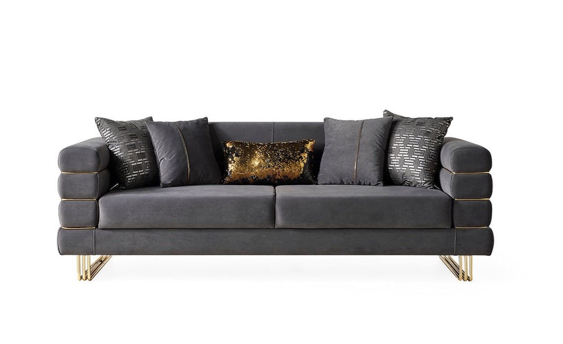 Luma Grey Velvet Sofa and Loveseat