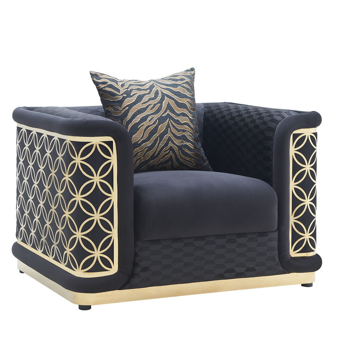 Riya Black/Gold Sofa and Loveseat S3390