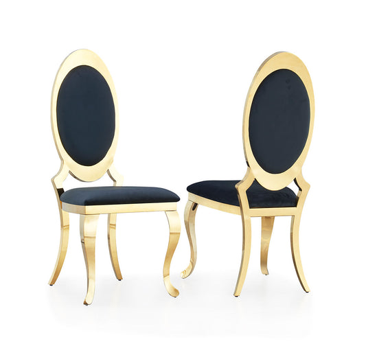 Oval Black Velvet/Gold Chair D832