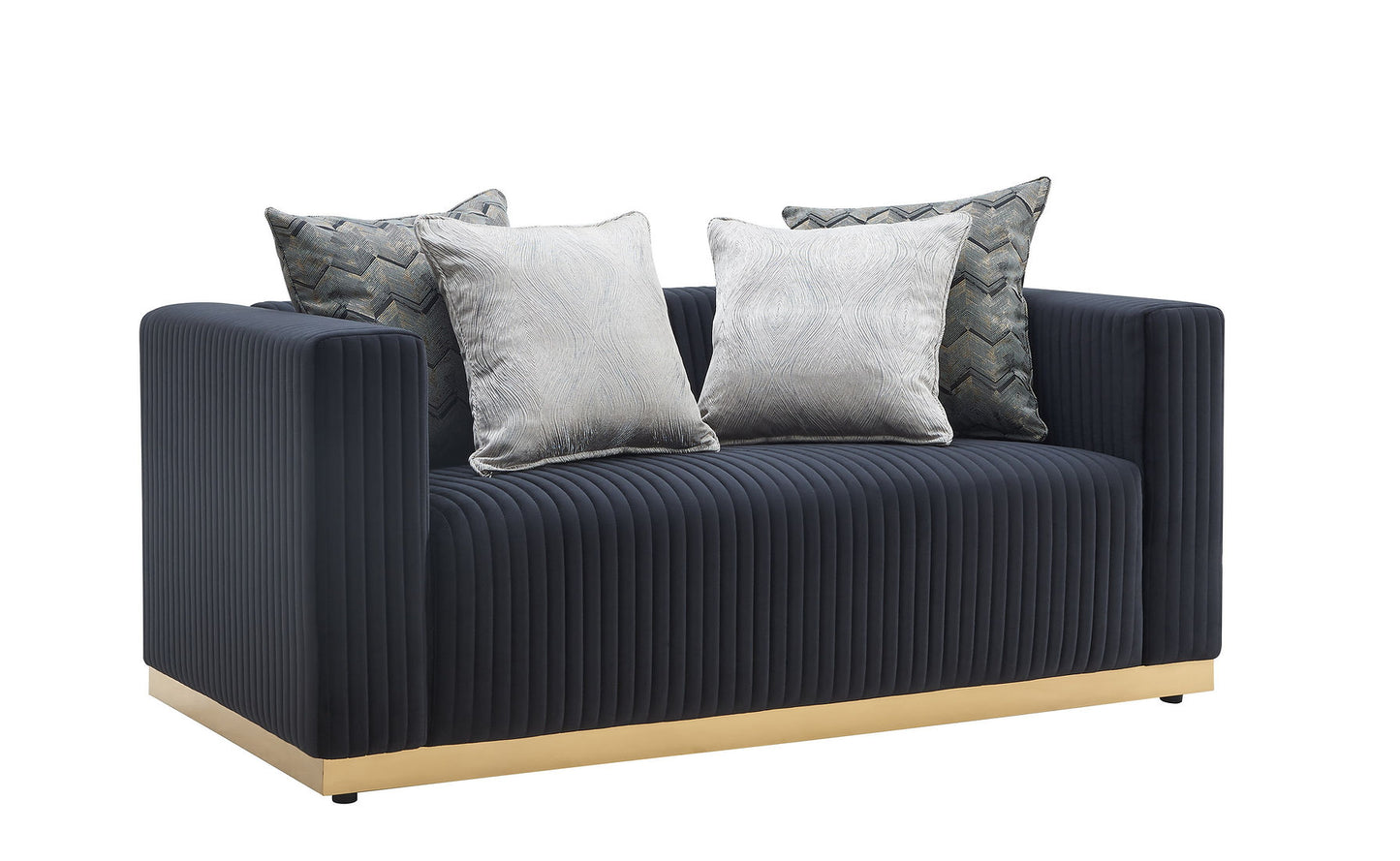 Alisha Black Velvet Sofa and Loveseat S3168