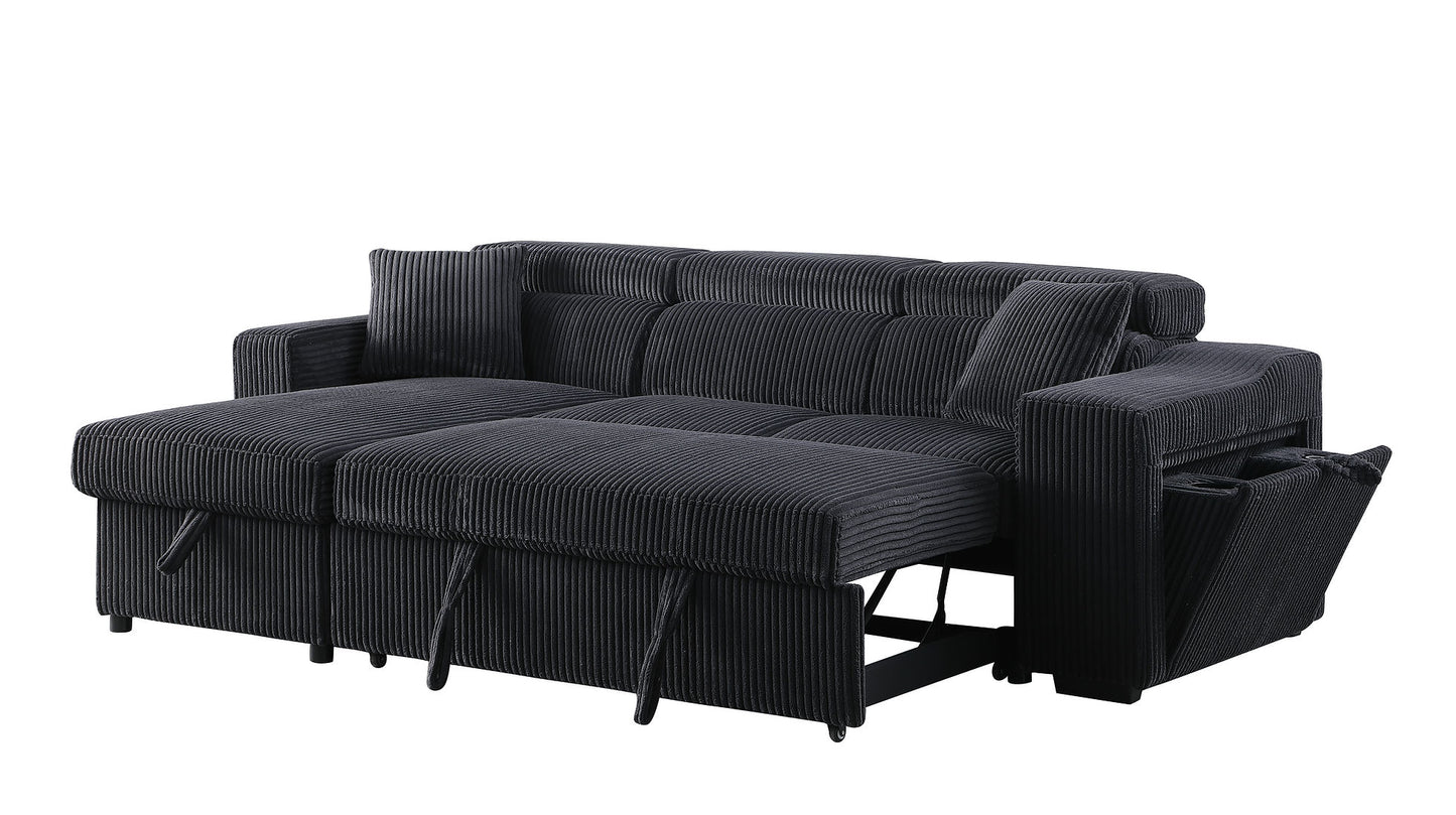 Bonaterra Black Reversible Sectional Pull-Out Bed S8977