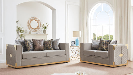 Juliet Taupe Sofa and Loveseat S3040