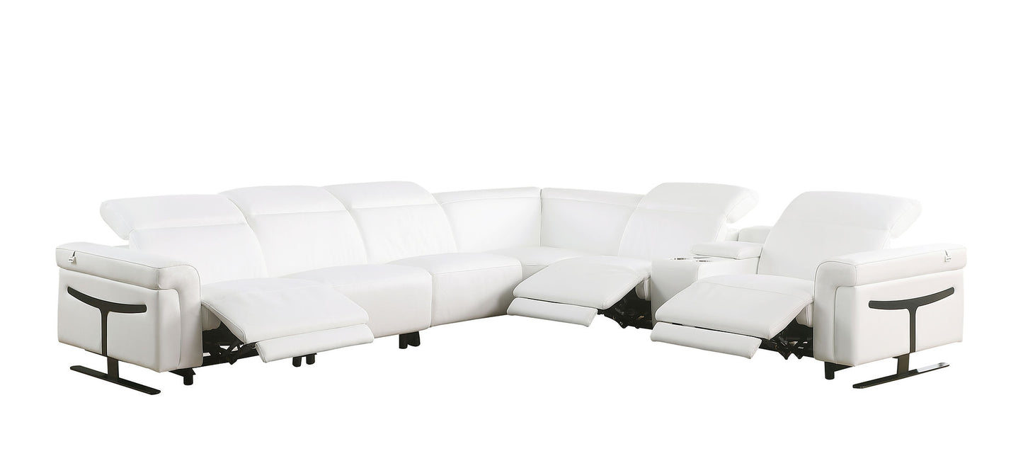 Lucca White 7pc 3-POWER Reclining Sectional MI-1110