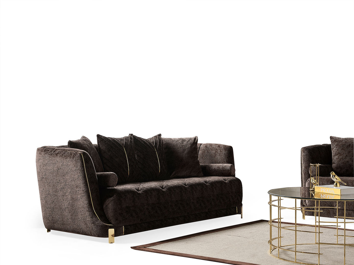 Elit Brown Sofa and Loveseat