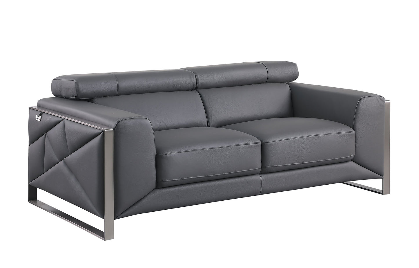 Giorgio Dark Grey Italian Leather Sofa and Loveseat MI-989