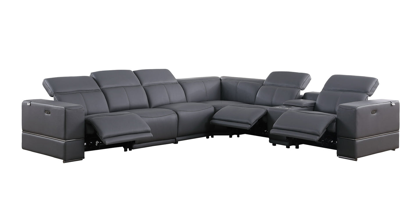 Franco Dark Grey 7pc 3-POWER Reclining Sectional MI-1122