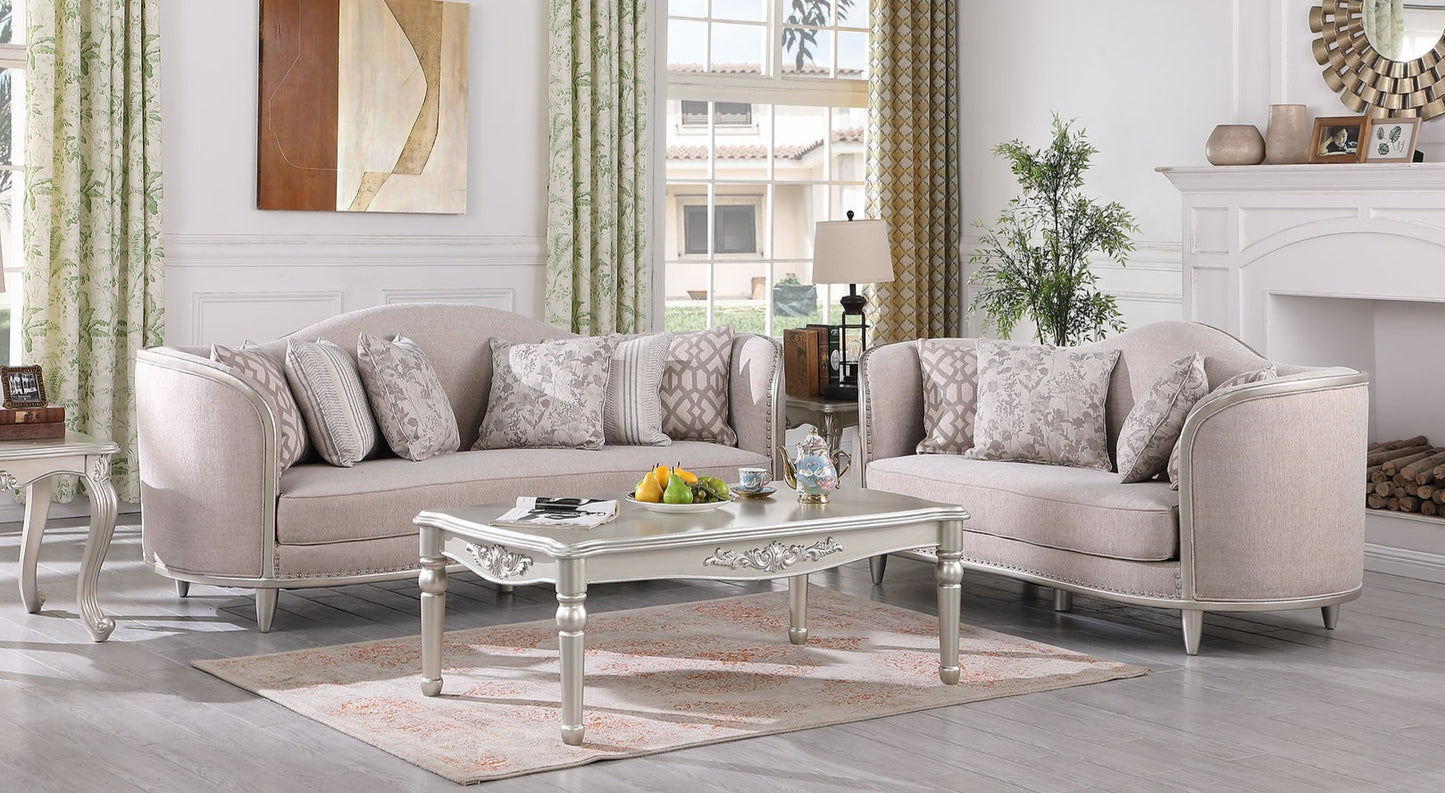 Bellisimo Light Grey Velvet Sofa, Loveseat and Chair S6226