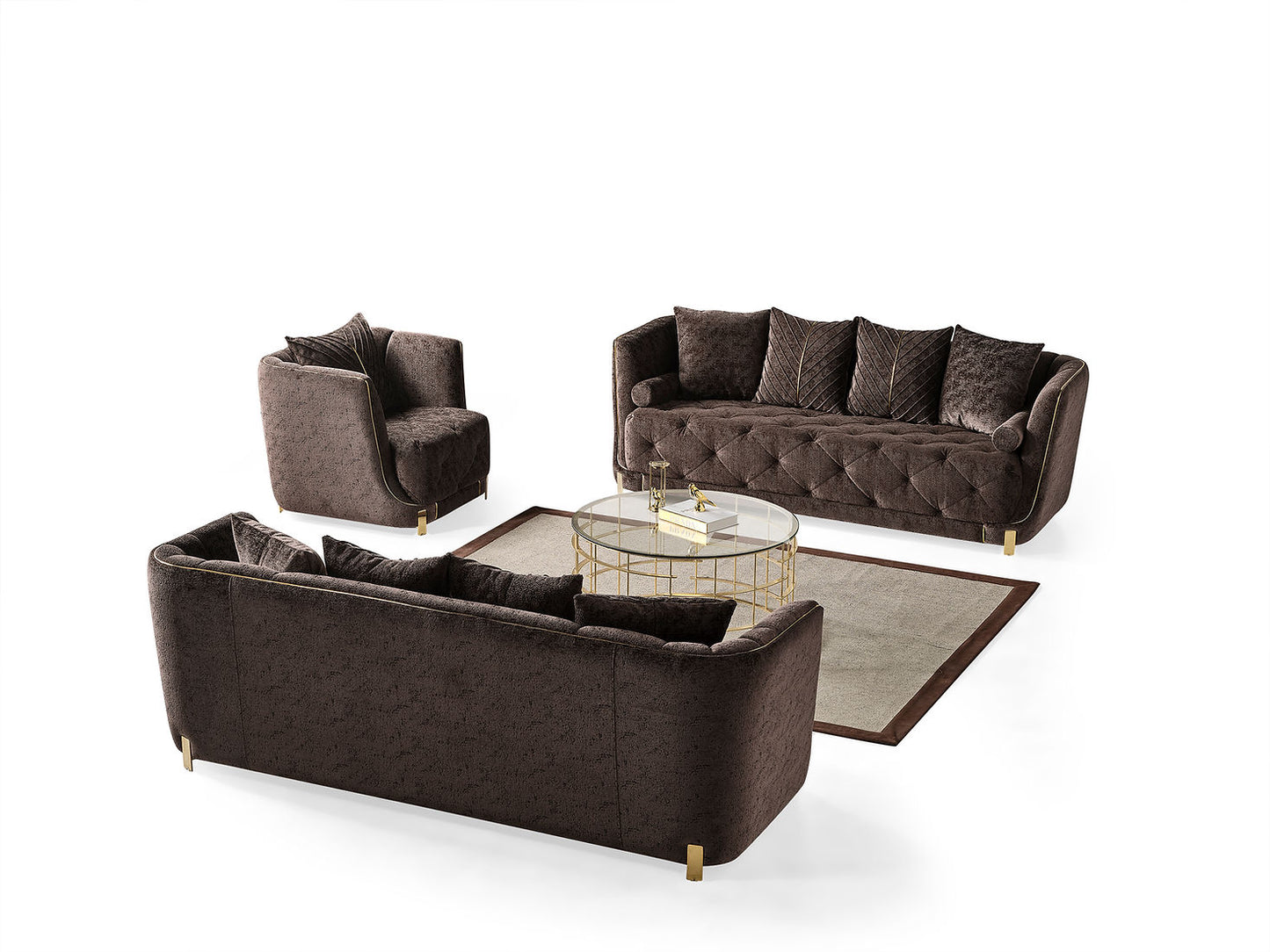 Elit Brown Sofa and Loveseat