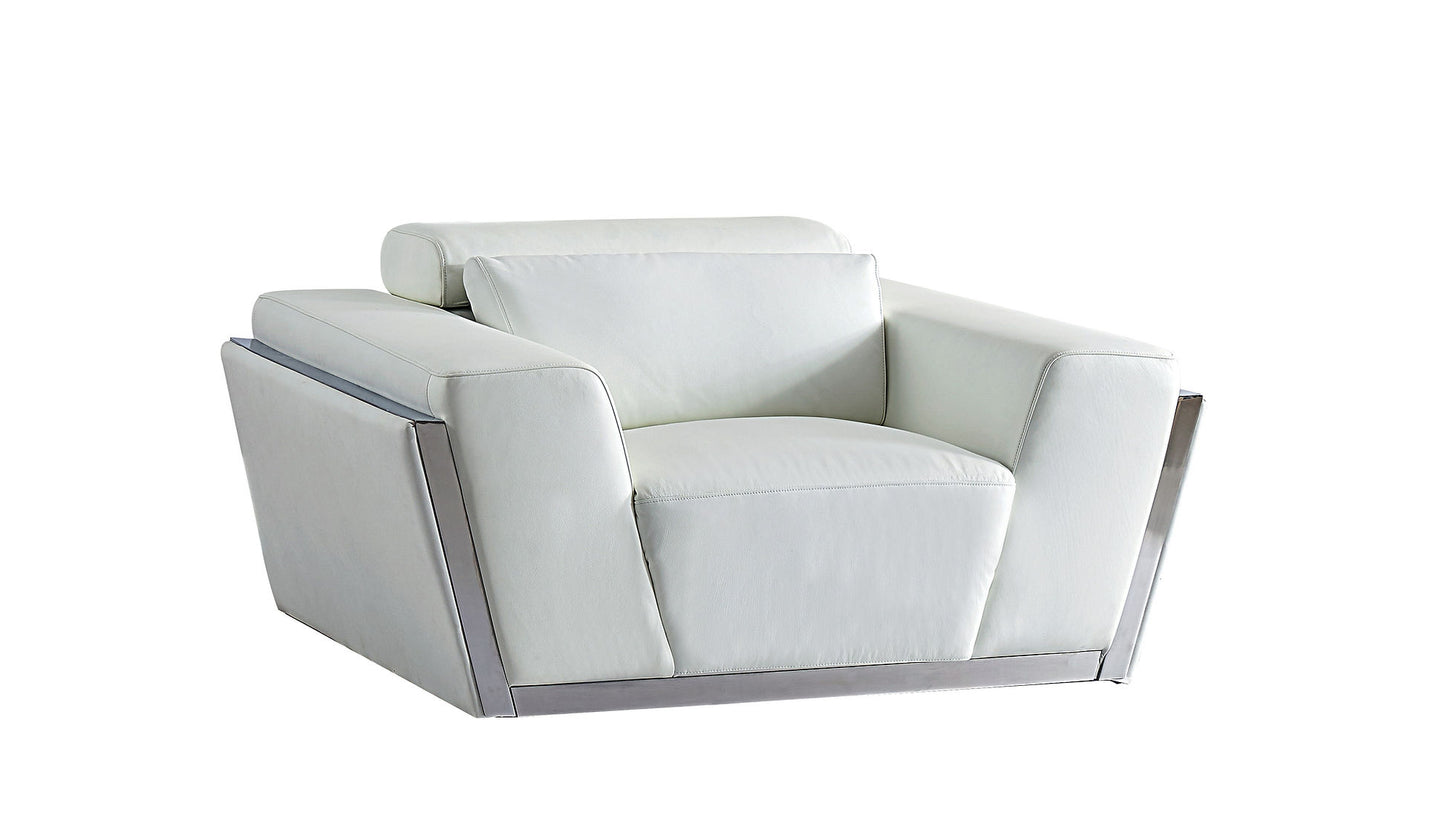 Domo White TOP GRAIN LEATHER Sofa and Loveseat MI-8010