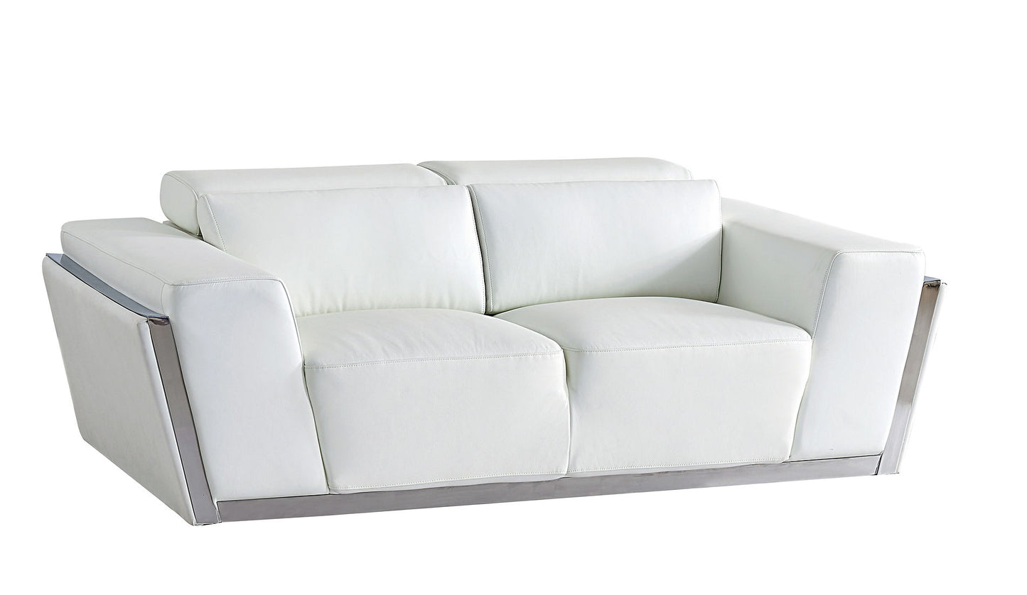 Domo White TOP GRAIN LEATHER Sofa and Loveseat MI-8010