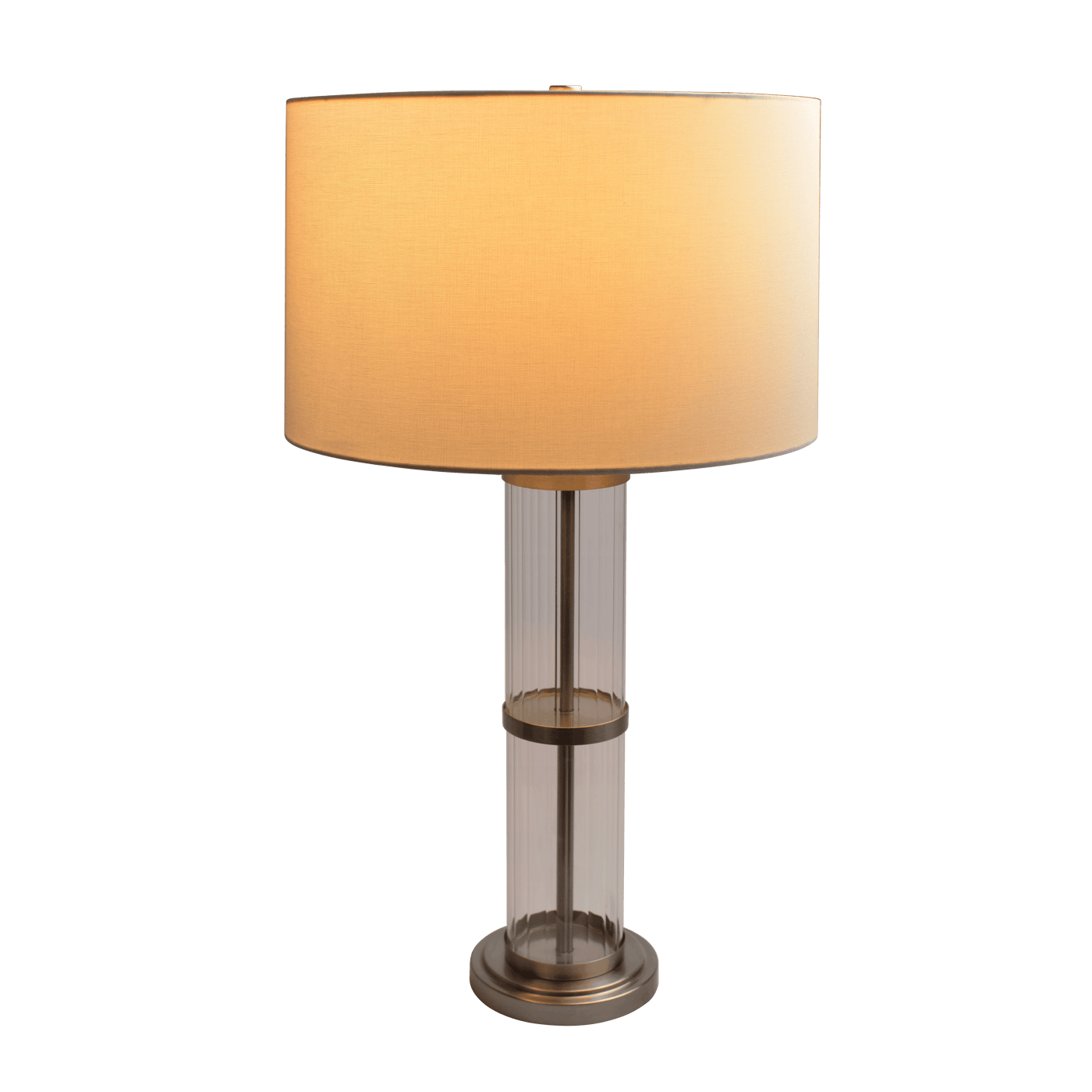 Echo Brushed Nickel Table Lamp with On/Off Switch Clear Glass Body Metal Base