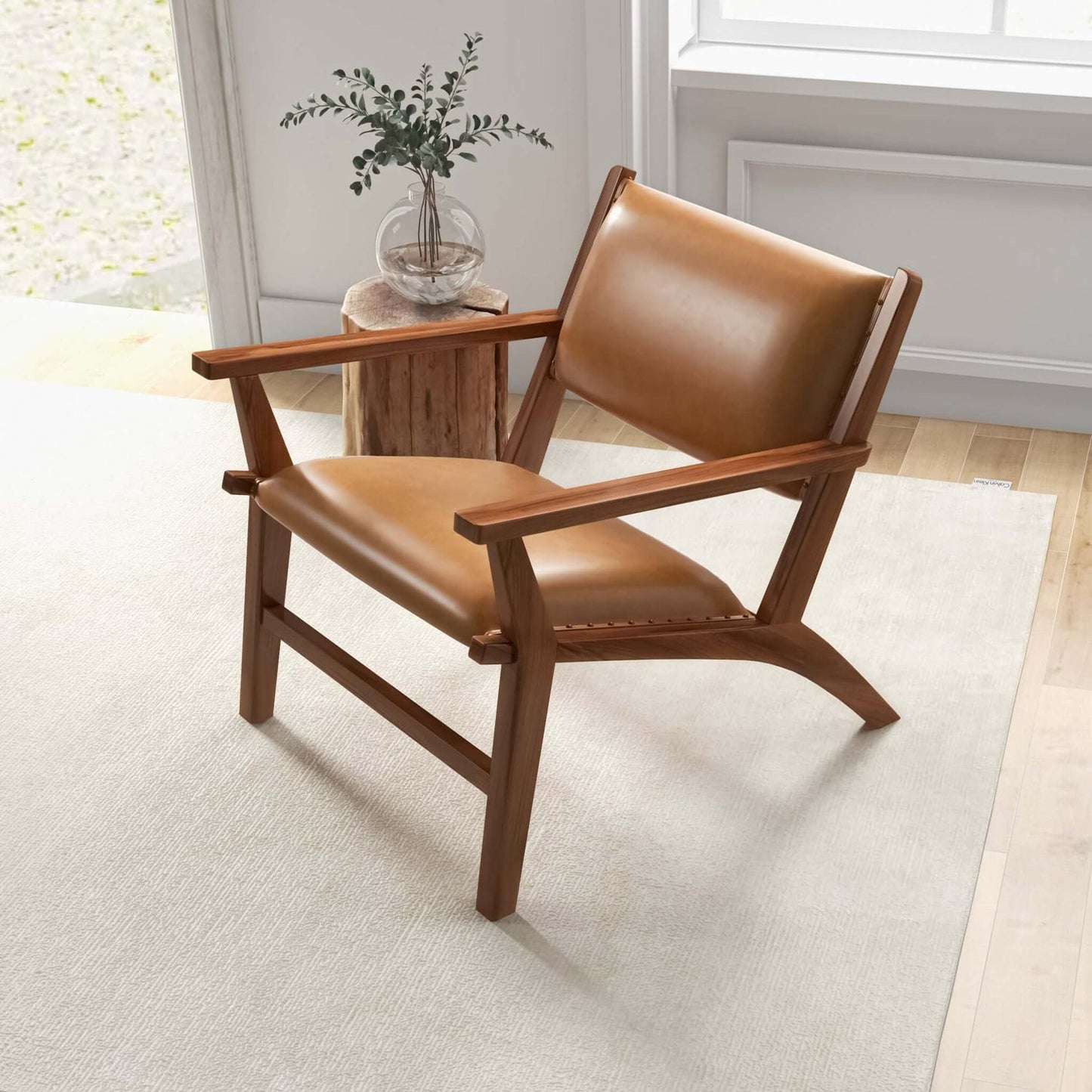 Hendrix Antique Tan Leather Arm Chair