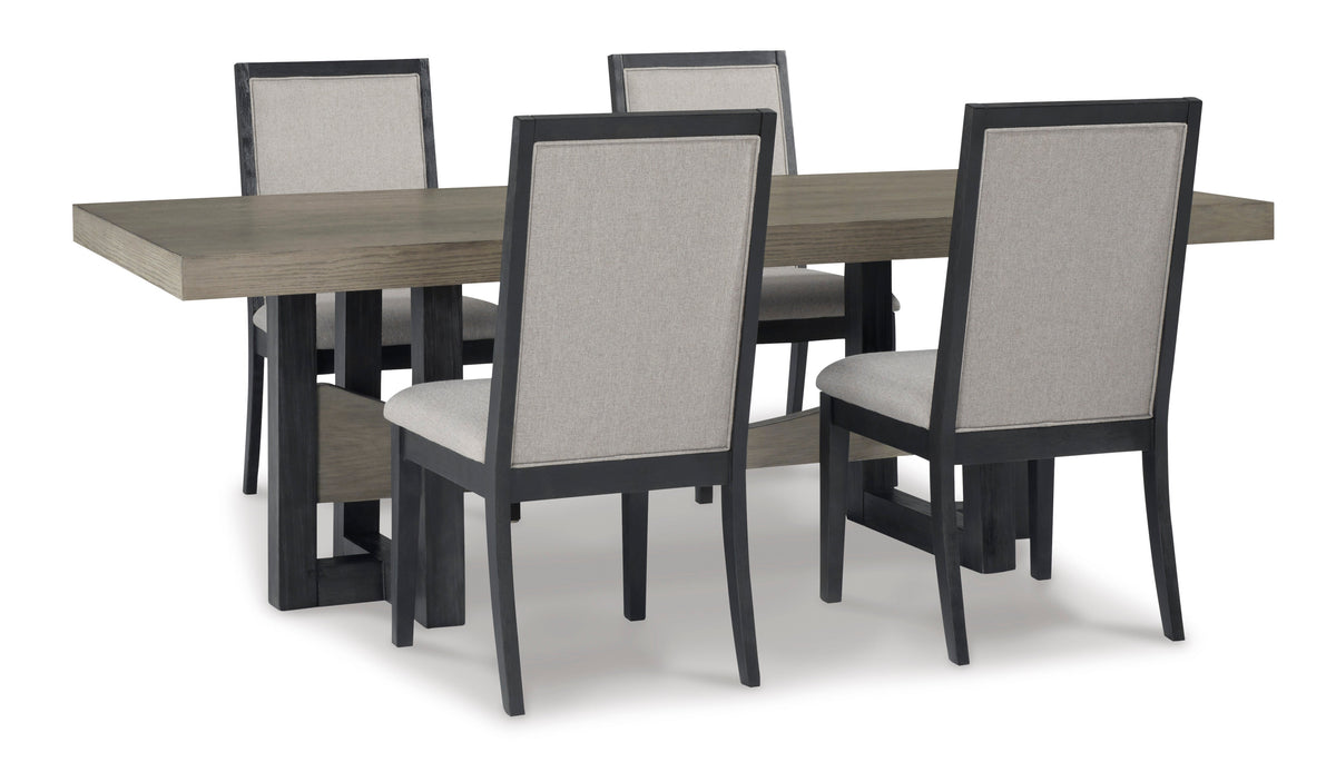 Foyland Light Gray/Black Rectangular Dining Set D989