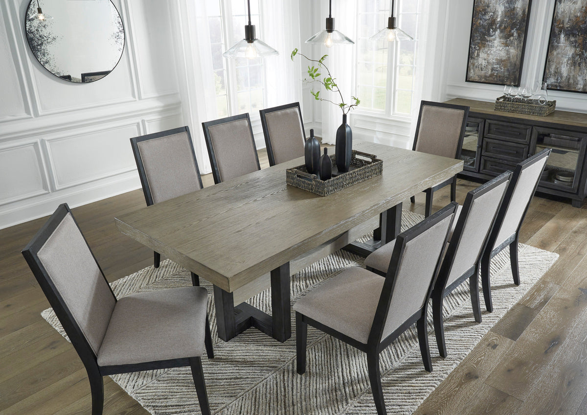 Foyland Light Gray/Black Rectangular Dining Set D989