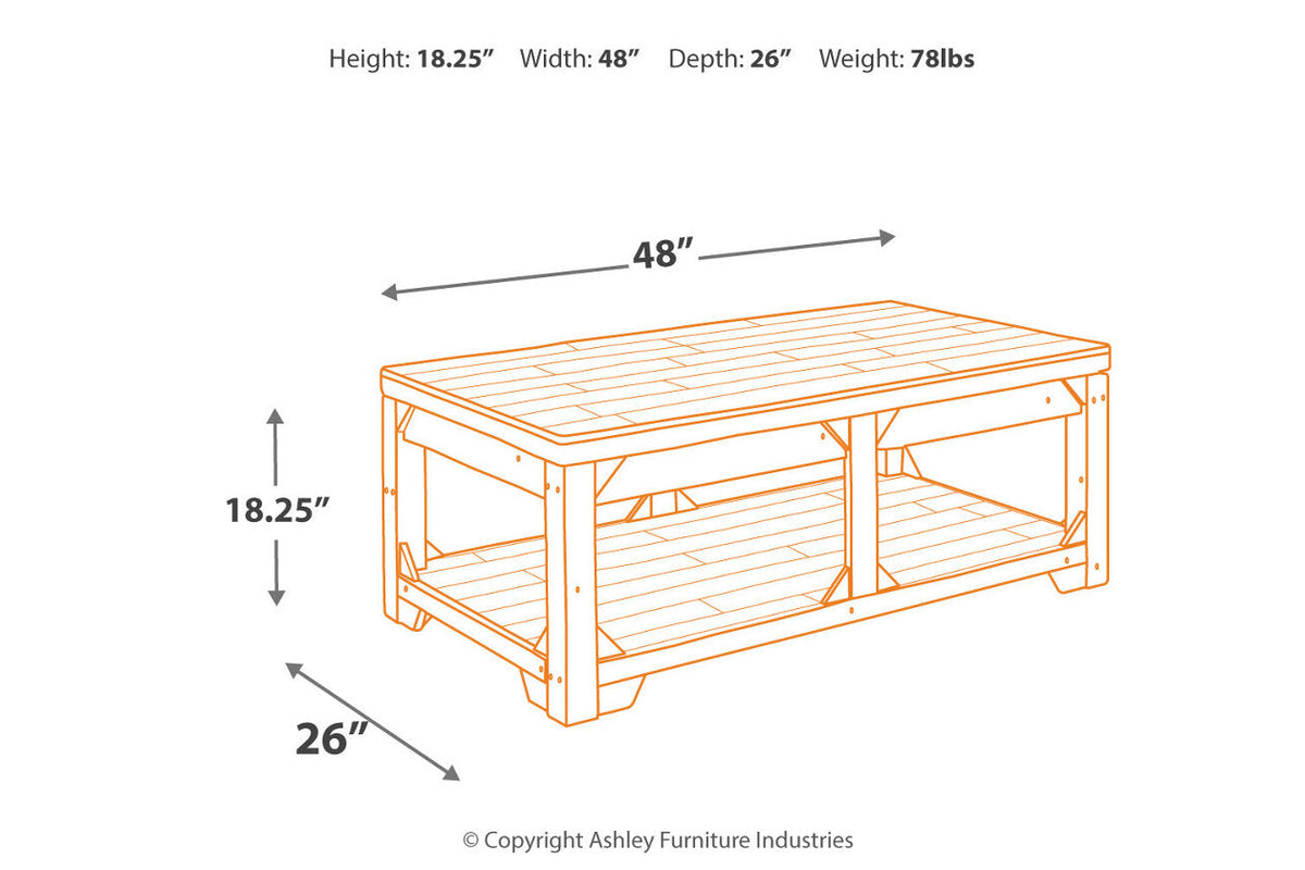 Fregine Whitewash Coffee Table with Lift Top