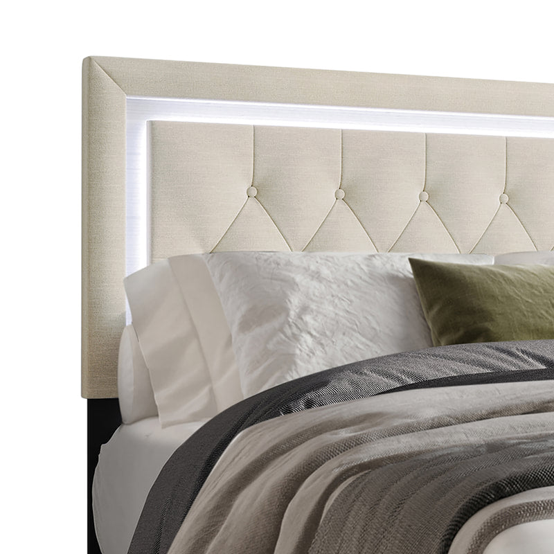 HH280 Beige LED Platform Bed