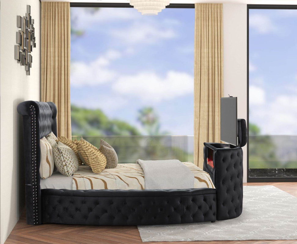 Patron2 Black Velvet Queen Platform Bed