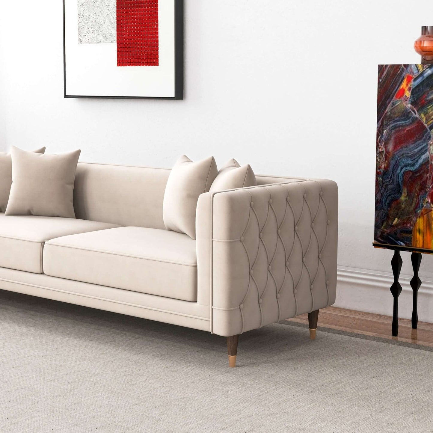 Edward 90" Cream Velvet Sofa