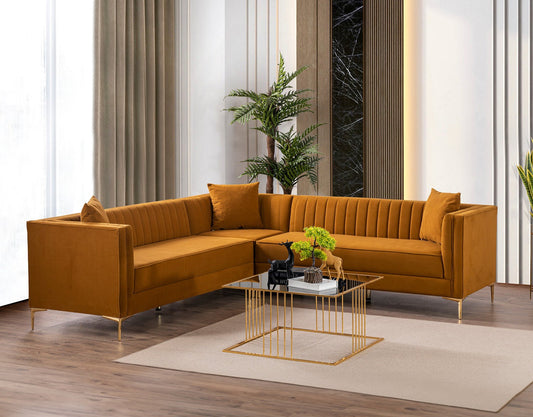 Kenda Mid-Century Modern Orange Corner Sectional