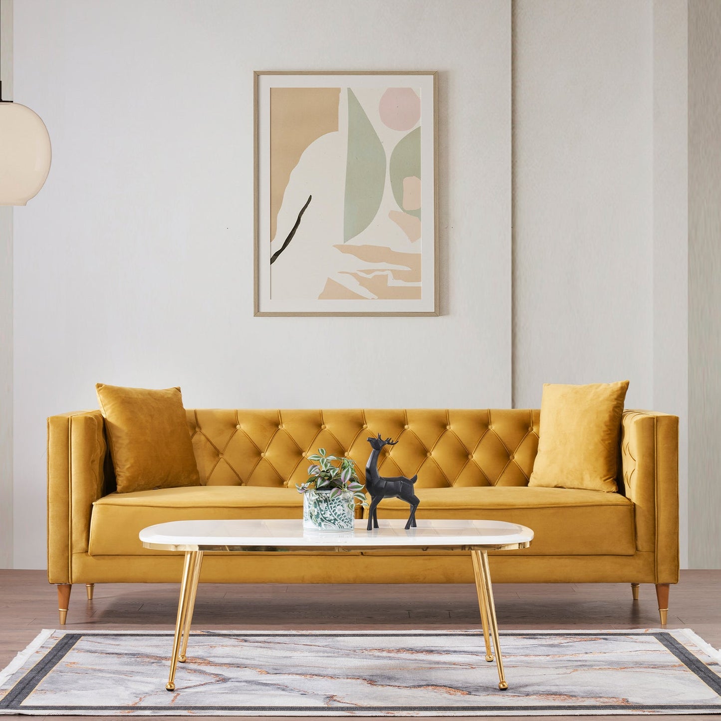 Autumn Modern Mustard Velvet Sofa