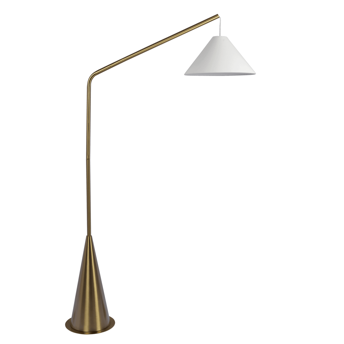 Lisbon Black Floor Lamp with On/Off Switch Coned Base Hanging White Fabric Shade