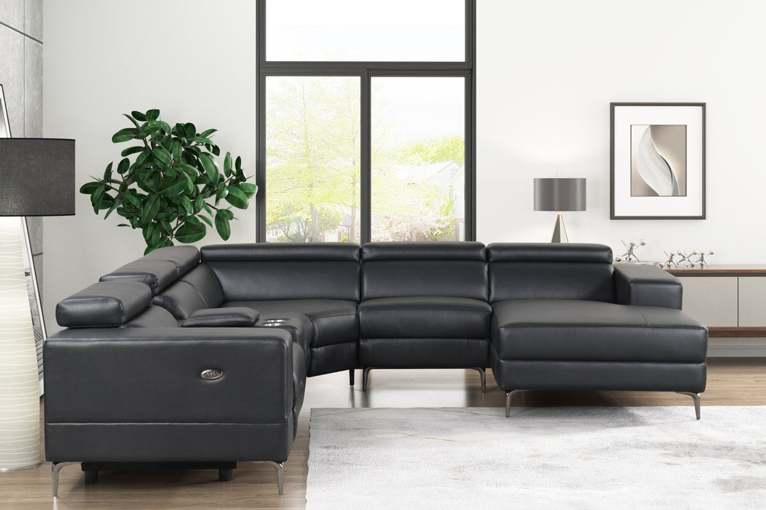 Milano Black 2-POWER 6pc Reclining Sectional