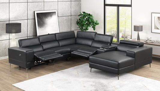 Milano Black 2-POWER 6pc Reclining Sectional