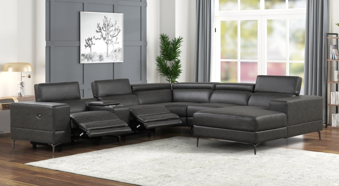 Milano Grey 2-POWER 6pc Reclining Sectional