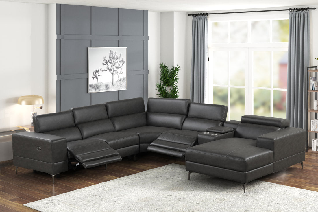 Milano Grey 2-POWER 6pc Reclining Sectional