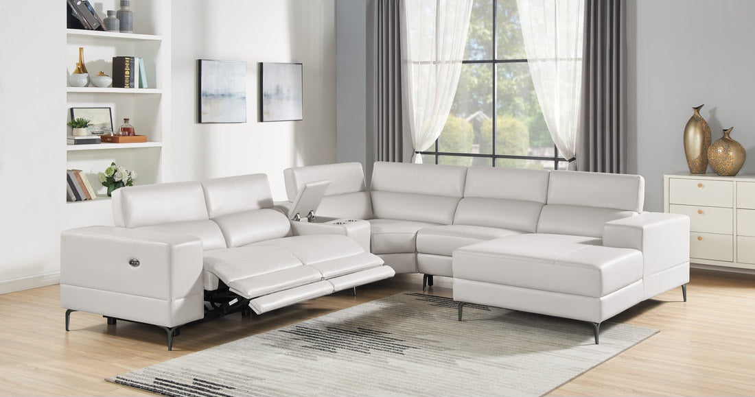 Milano White 2-POWER 6pc Reclining Sectional