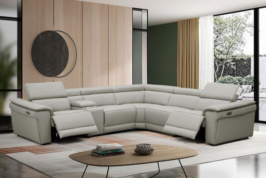 Newyork Gray 2-POWER/TOP GRAIN LEATHER Sectional