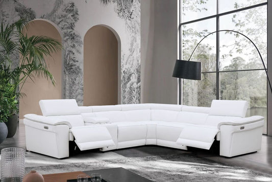 Newyork White 2-POWER/TOP GRAIN LEATHER Sectional