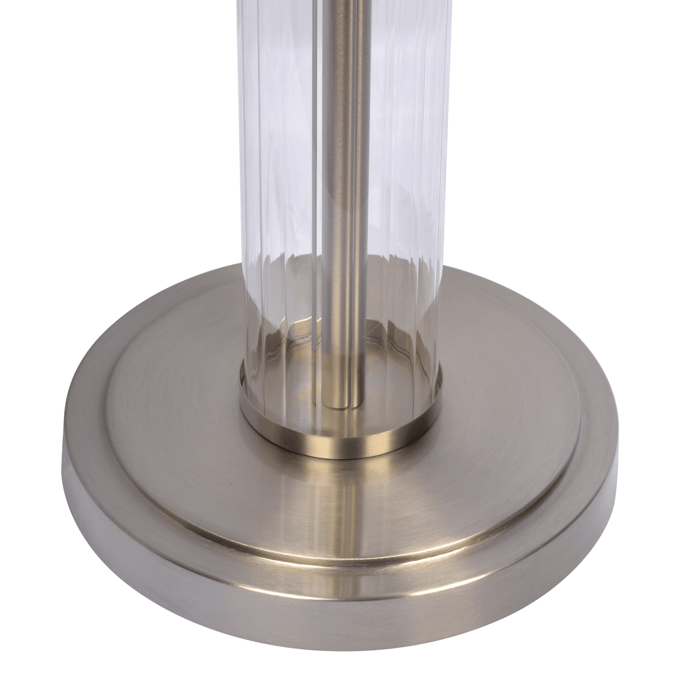 Nimbus Brushed Nickel Floor Lamp with 3-Way Rotary Switch Clear Glass Body Metal Base