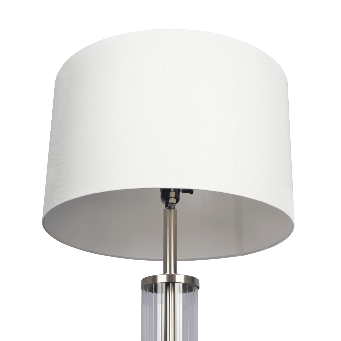 Echo Brushed Nickel Table Lamp with On/Off Switch Clear Glass Body Metal Base