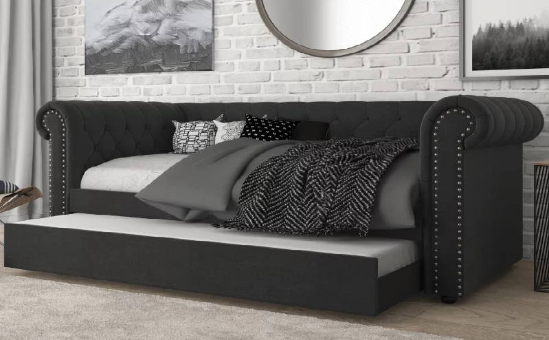 Oakmont Black Velvet Daybed with Trundle