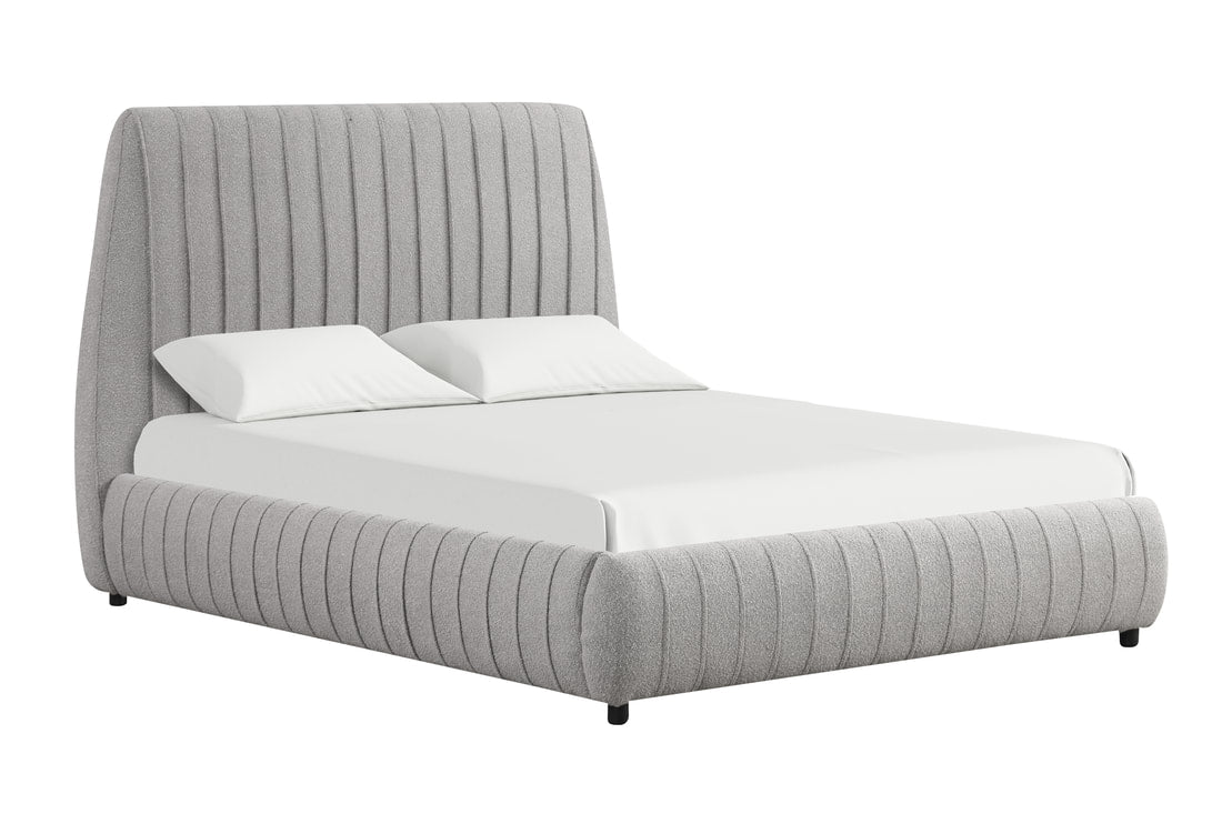 Oasis Grey  Boucle King Platform Bed