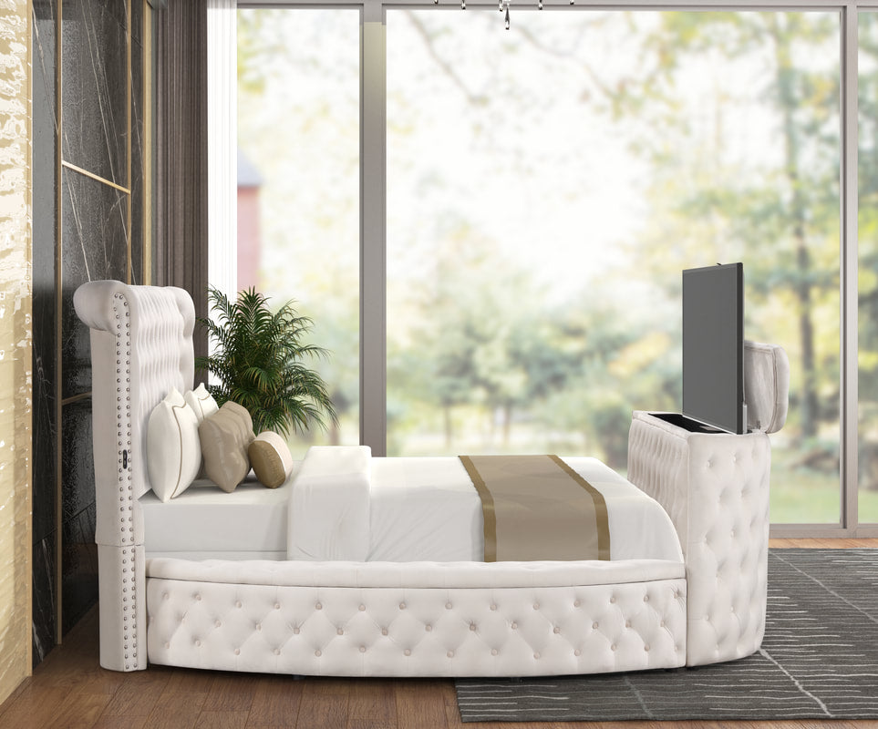 Patron Gray Velvet King Platform Bed