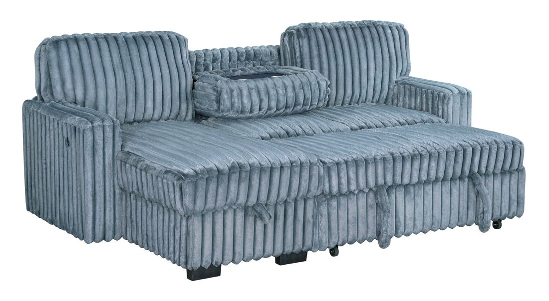 Poland Blue Reversible Sectional With Pull-Out Bed