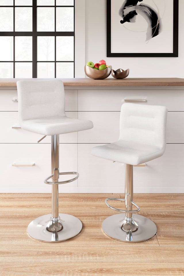 Pollzen White Barstool Set (Set of 2 )D121-730