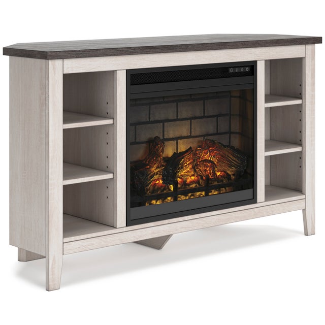 Dorrinson Two-tone Corner TV Stand with Fireplace W287-67