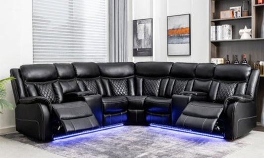 Batman Black LED/POWER Reclining Sectional