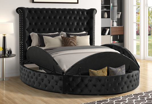 Penthouse Storage Platform Black King Bed with USB