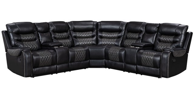 Martin81  2Tone Black Reclining Sectional